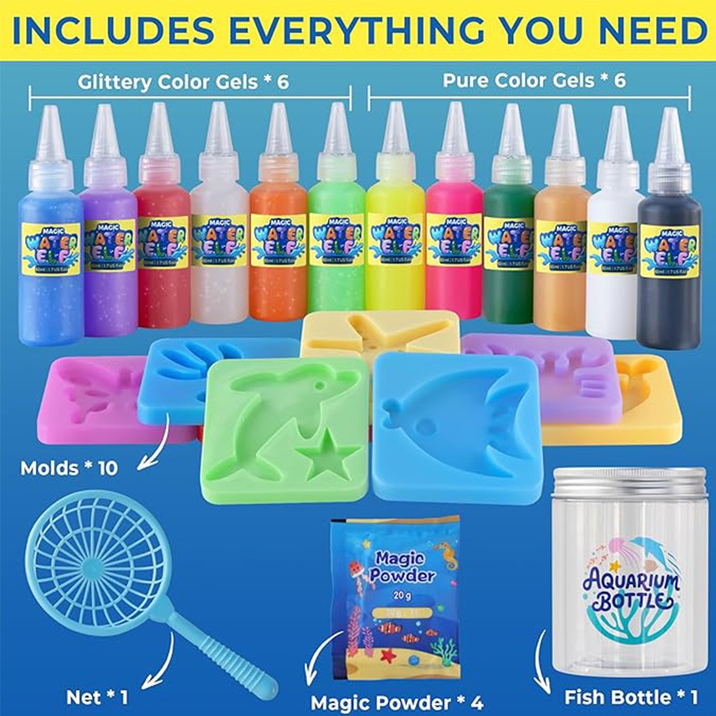 Magic Water Elf Toy Kit - Magic Gel Water Pets DIY Squishy Maker Toys - Art Crafts Kits for Kids Make Your Own Squishies - Birthday Gifts for Girls Boys Ages 6 7 8 9 10 Years Old